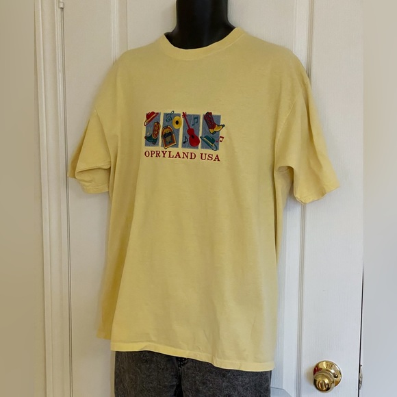 Vintage classic crewneck s/s Opryland USA souvenir butter yellow graphic tee, M - Picture 4 of 16